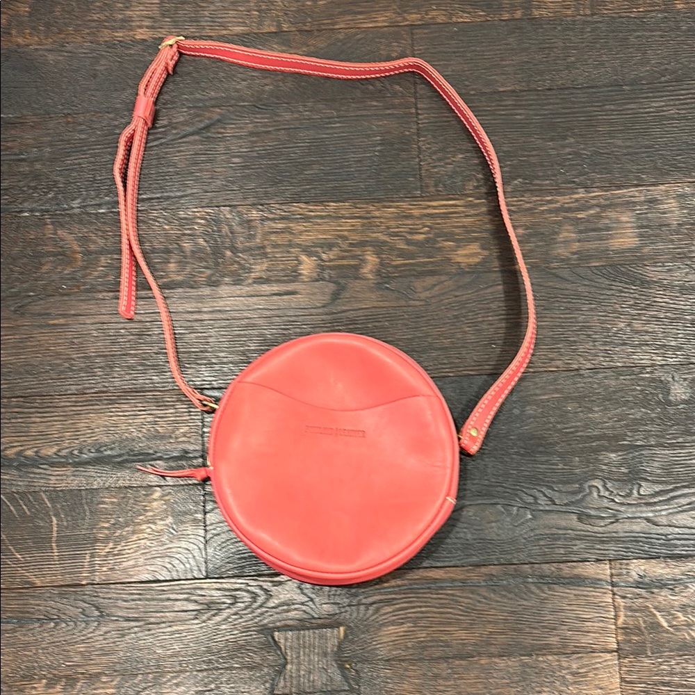 Portland Leather Pink Crossbody Bag Circle Design